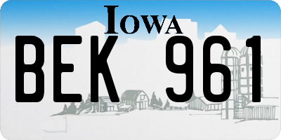 IA license plate BEK961