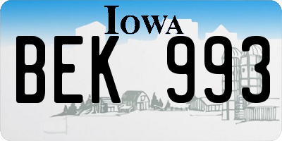 IA license plate BEK993