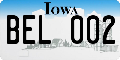 IA license plate BEL002
