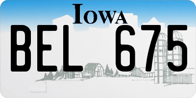 IA license plate BEL675