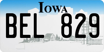IA license plate BEL829
