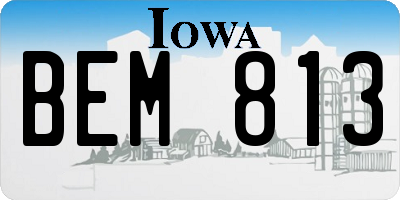 IA license plate BEM813
