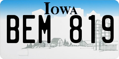 IA license plate BEM819