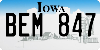 IA license plate BEM847