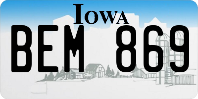 IA license plate BEM869