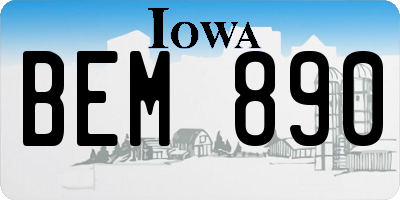 IA license plate BEM890