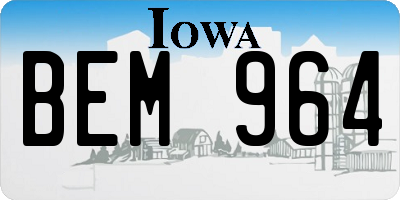 IA license plate BEM964