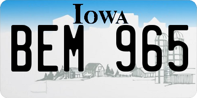 IA license plate BEM965