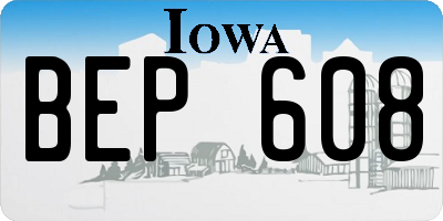 IA license plate BEP608