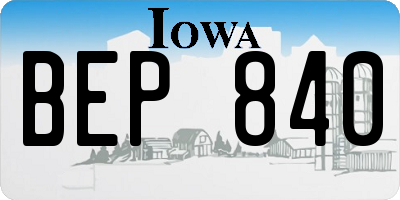IA license plate BEP840