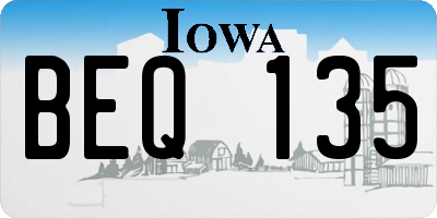IA license plate BEQ135