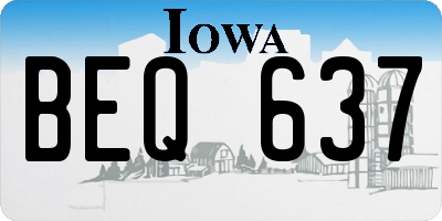 IA license plate BEQ637