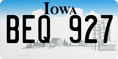 IA license plate BEQ927