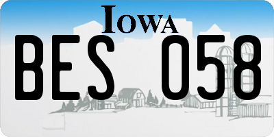 IA license plate BES058
