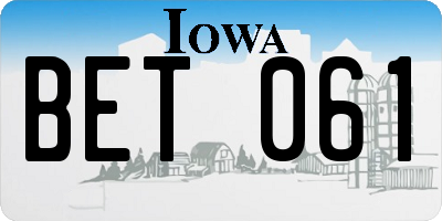 IA license plate BET061