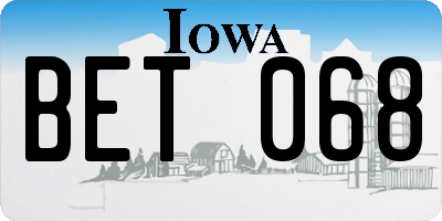 IA license plate BET068
