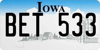 IA license plate BET533