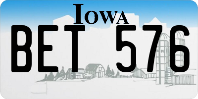 IA license plate BET576