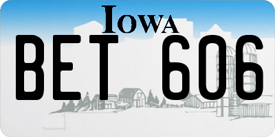 IA license plate BET606