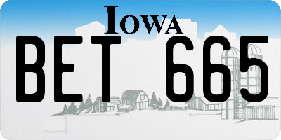 IA license plate BET665