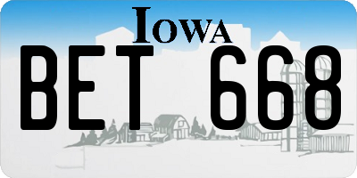 IA license plate BET668