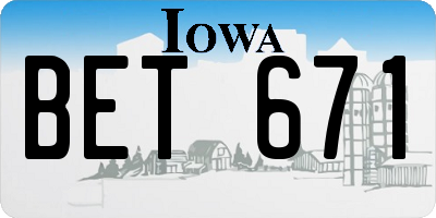 IA license plate BET671