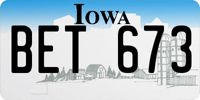 IA license plate BET673