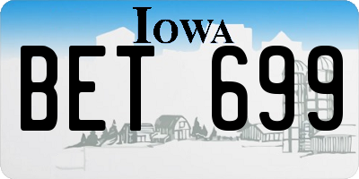 IA license plate BET699