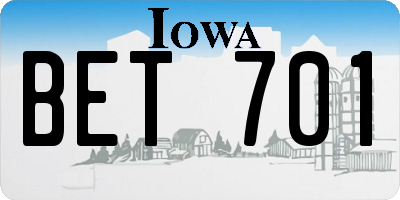 IA license plate BET701