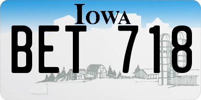 IA license plate BET718