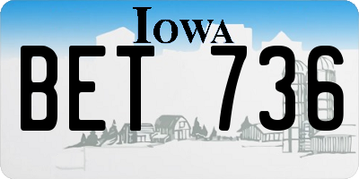 IA license plate BET736