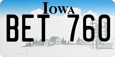 IA license plate BET760