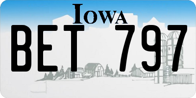 IA license plate BET797