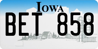 IA license plate BET858