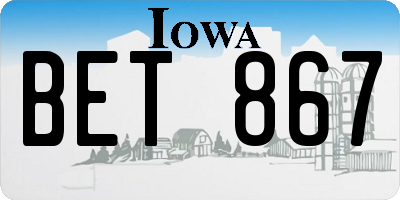 IA license plate BET867