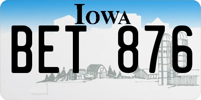 IA license plate BET876