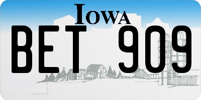IA license plate BET909