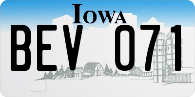 IA license plate BEV071