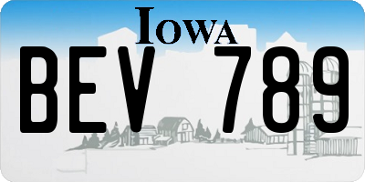 IA license plate BEV789