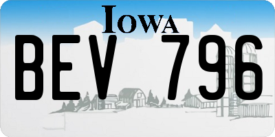 IA license plate BEV796