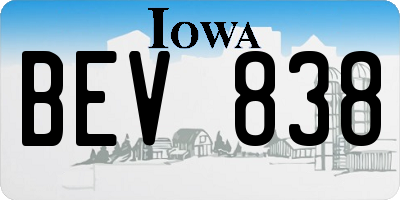 IA license plate BEV838