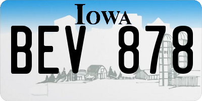 IA license plate BEV878