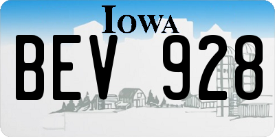 IA license plate BEV928