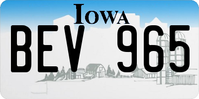 IA license plate BEV965