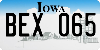 IA license plate BEX065