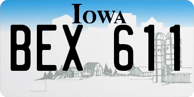 IA license plate BEX611