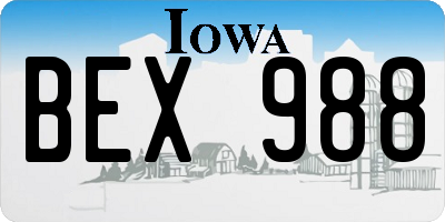 IA license plate BEX988