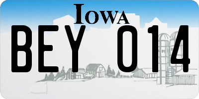 IA license plate BEY014