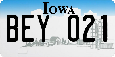 IA license plate BEY021