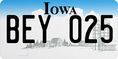 IA license plate BEY025
